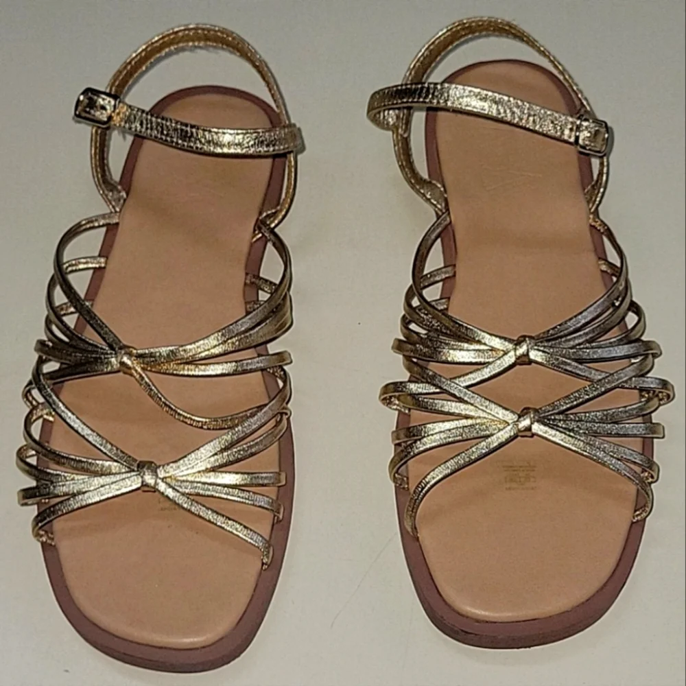 ZARA GOLD Strappy Knot Sandals Size 7.5 - Picture 4 of 15